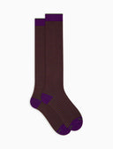 Calze lunghe donna cotone righe windsor viola - Gallo 1927 - Official Online Shop