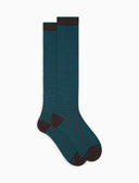 Calze lunghe donna cotone righe windsor azzurro - Gallo 1927 - Official Online Shop