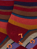 Calze corte antiscivolo donna cotone bordò righe multicolor - Gallo 1927 - Official Online Shop