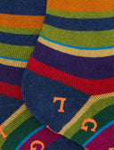 Calze corte antiscivolo donna cotone blu righe multicolor - Gallo 1927 - Official Online Shop