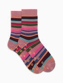 Calze corte antiscivolo donna cotone caldo rosa righe multicolor