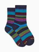 Calze corte bambino cotone caldo blu righe multicolor