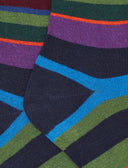 Calze corte bambino cotone caldo blu righe multicolor