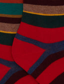 Calze corte bambino cotone rosso righe multicolor - Gallo 1927 - Official Online Shop