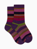 Calze corte bambino cotone viola righe multicolor - Gallo 1927 - Official Online Shop