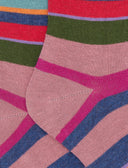 Calze corte bambino cotone caldo rosa righe multicolor