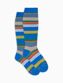 Calze lunghe bambino cotone righe multicolor azzurro - Gallo 1927 - Official Online Shop
