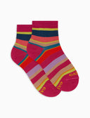 Calze cortissime bambino cotone righe multicolor fucsia - Gallo 1927 - Official Online Shop