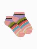 Calze fantasmini bambino cotone leggero geranio righe multicolor - Gallo 1927 - Official Online Shop