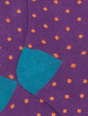 Kids' long purple warm cotton socks with polka dots