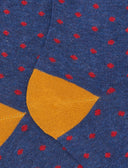 Kids' short blue warm cotton socks with polka dots