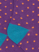Kids' short purple warm cotton socks with polka dots
