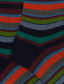 Calze lunghe uomo cotone e cashmere blu righe multicolor micro - Gallo 1927 - Official Online Shop