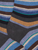 Calze lunghe uomo cotone e cashmere grigio righe multicolor micro