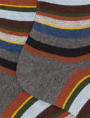 Calze corte uomo cotone e cashmere grigio righe multicolor micro - Gallo 1927 - Official Online Shop