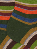 Calze corte uomo cotone e cashmere verde righe multicolor micro - Gallo 1927 - Official Online Shop