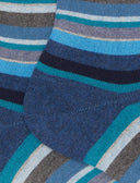 Calze corte uomo cotone e cashmere blu righe multicolor micro - Gallo 1927 - Official Online Shop