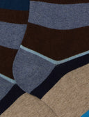 Calze lunghe uomo cotone e cashmere azzurro righe multicolor macro - Gallo 1927 - Official Online Shop