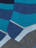 Calze lunghe uomo cotone e cashmere blu righe multicolor macro - Gallo 1927 - Official Online Shop