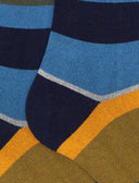 Calze lunghe uomo cotone e cashmere blu righe multicolor macro - Gallo 1927 - Official Online Shop