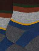 Calze corte uomo cotone e cashmere grigio righe multicolor macro - Gallo 1927 - Official Online Shop