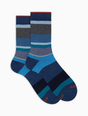 Calze corte uomo cotone e cashmere blu righe multicolor macro - Gallo 1927 - Official Online Shop