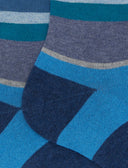 Calze corte uomo cotone e cashmere blu righe multicolor macro - Gallo 1927 - Official Online Shop