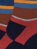 Calze corte uomo cotone e cashmere blu righe multicolor macro - Gallo 1927 - Official Online Shop