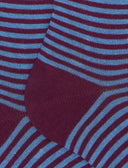 Men's long purple warm cotton socks with Windsor stripes