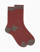 Calze corte uomo cotone beige righe windsor - Gallo 1927 - Official Online Shop