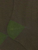 Men's long green warm cotton socks with two-tone stripes