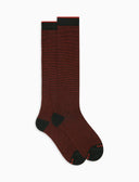 Calze lunghe uomo cotone arancio righine bicolore - Gallo 1927 - Official Online Shop
