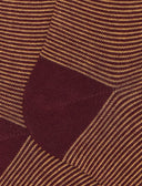 Men's long burgundy warm cotton socks with two-tone stripes