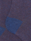 Men's long blue warm cotton socks with two-tone stripes