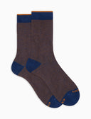 Calze corte uomo cotone blu righine bicolore - Gallo 1927 - Official Online Shop