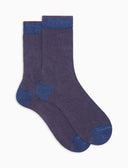Kurze Herrensocken aus warmer Baumwolle in Blau mit zweifarbigen Streifen