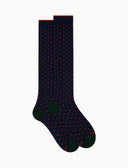 Calze lunghe uomo cotone blu e rosso fantasia pois - Gallo 1927 - Official Online Shop