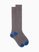Lange Herrensocken aus warmer Baumwolle, grau, mit Punktmuster