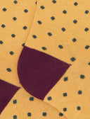Men's long yellow warm cotton socks with polka dots