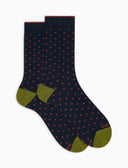 Calze corte uomo cotone blu fantasia pois - Gallo 1927 - Official Online Shop