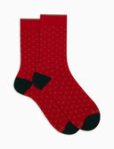 Calze corte uomo cotone rosso fantasia pois - Gallo 1927 - Official Online Shop