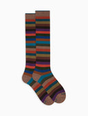 Calze lunghe uomo cotone beige righe pari - Gallo 1927 - Official Online Shop