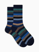 Calze corte uomo cotone blu righe pari - Gallo 1927 - Official Online Shop