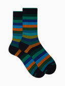 Calze corte uomo cotone verde righe pari - Gallo 1927 - Official Online Shop