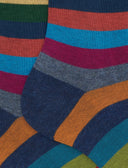 Calze corte uomo cotone blu righe pari - Gallo 1927 - Official Online Shop