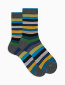 Calze corte uomo cotone grigio righe pari - Gallo 1927 - Official Online Shop