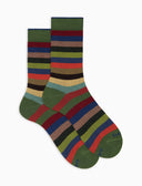 Calze corte uomo cotone verde righe pari - Gallo 1927 - Official Online Shop