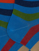 Calze lunghe uomo cotone righe pari azzurro - Gallo 1927 - Official Online Shop