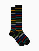 Calze lunghe uomo cotone righe pari nero - Gallo 1927 - Official Online Shop