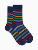 Kurze Herrensocken Baumwolle Ringel marineblau